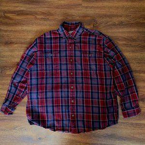 Duluth Trading Co Mens Flannel Shirt Red Black Gray Buffalo Plaid Lumberjack XL